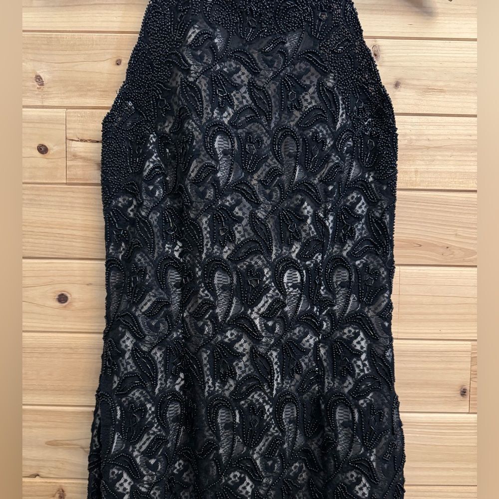 Vintage Stenay Size Small Beaded High Halter Scalloped Neckline Fancy Prom Gown - Picture 4 of 14